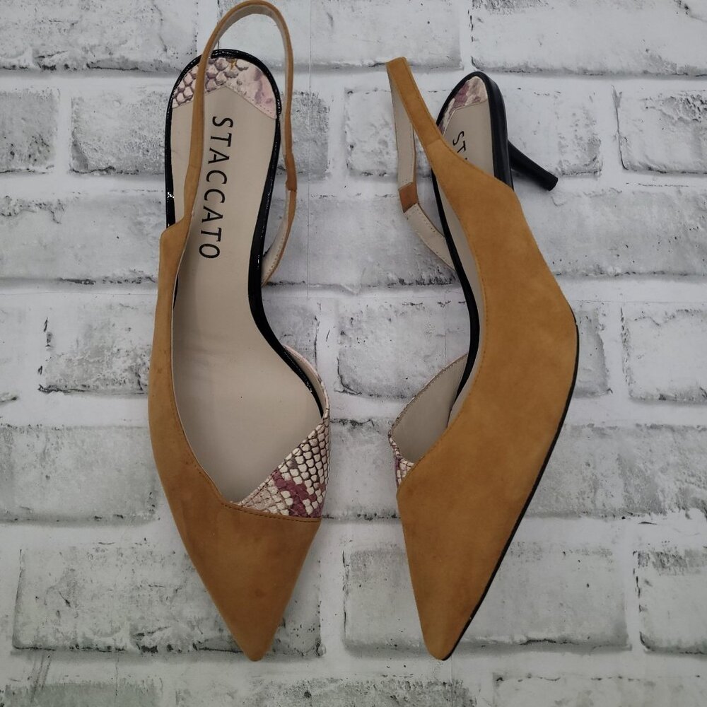 NWOB Staccato Joy & Peace Suede Snakeskin Slingback Low Heel Size 40 EU 10 US